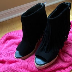 Elyse Walker Fringe Suede Bootie